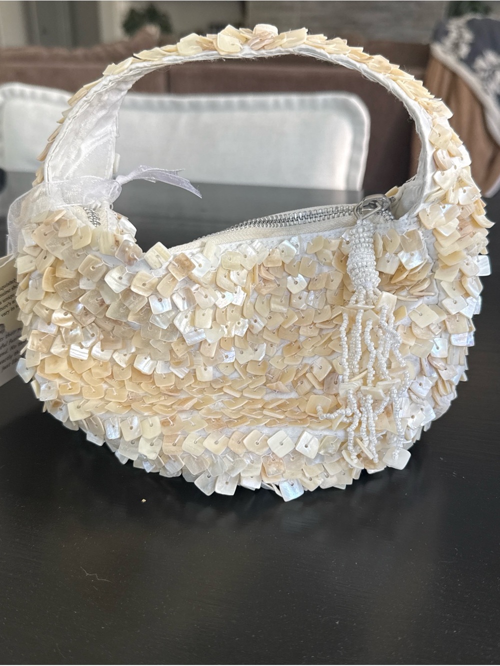 Beaded Ivory Shell Mini Handbag
